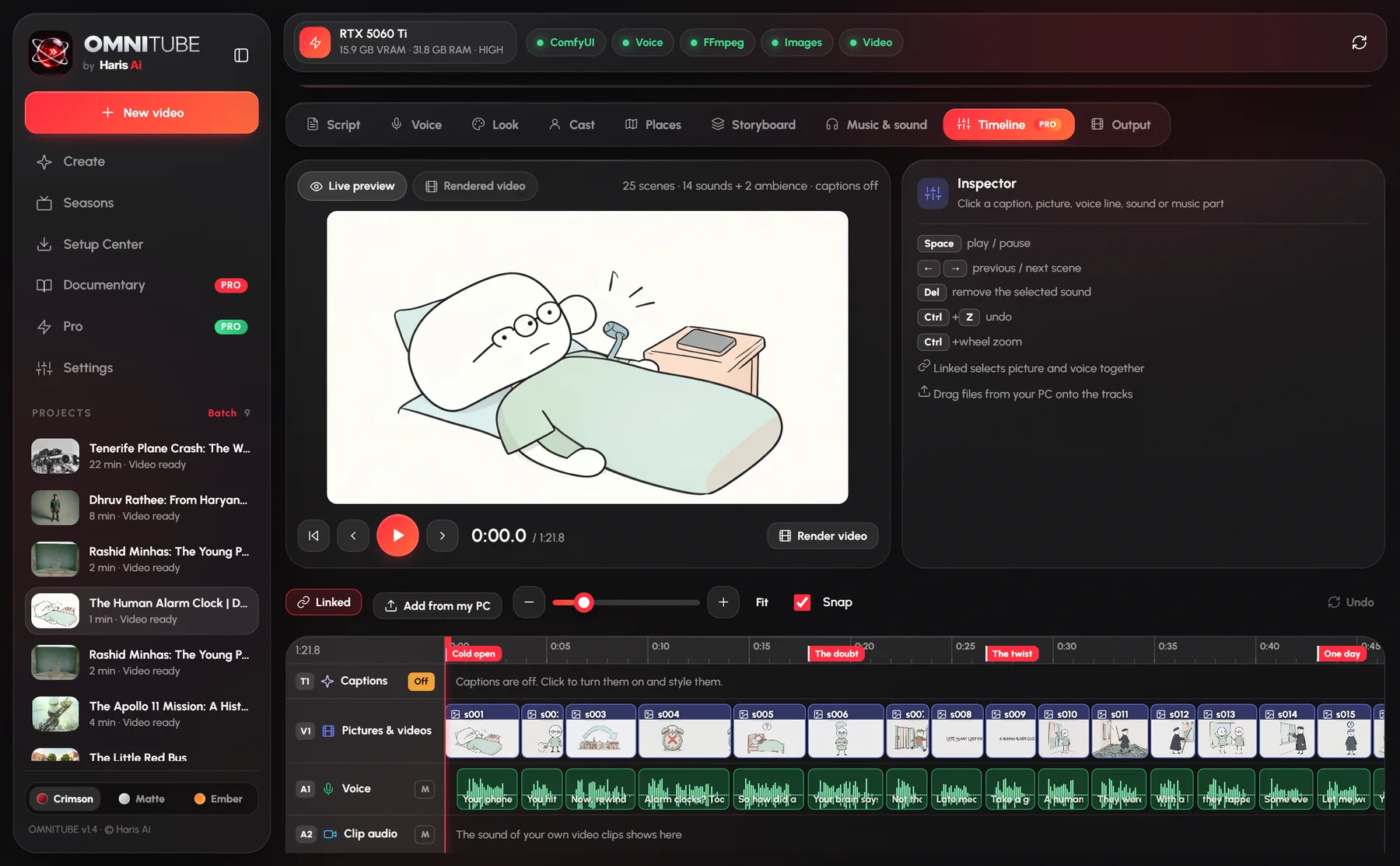 OMNITUBE Timeline editor